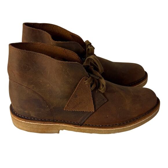 Clarks Desert Boot Womens sz 9 Beeswax Brown Leather Ankle Lace Up Boho Country - Picture 1 of 8